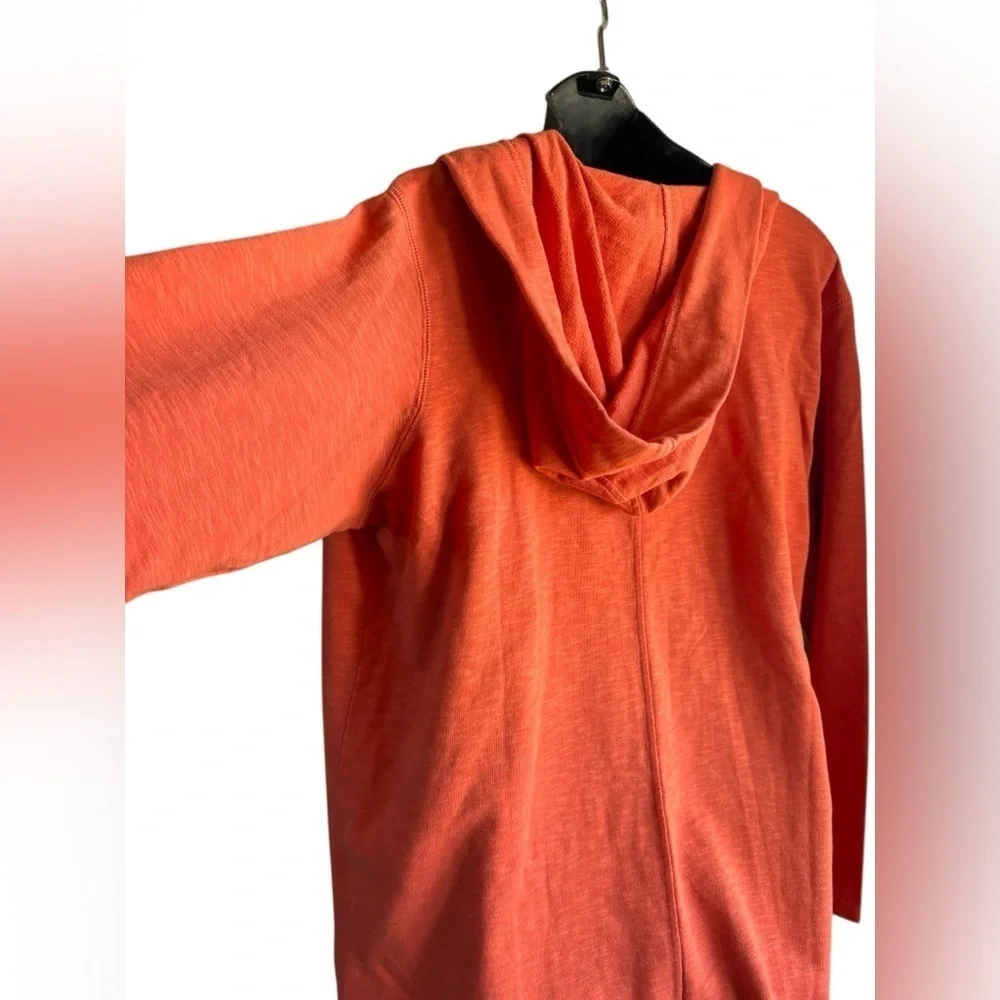 Orvis Orange open front cardigan with hoodie pockets sz L NWT 100% cotton